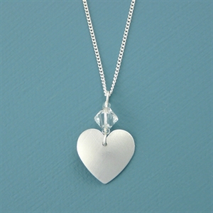 Picture of Aluminium Small Round Heart & Crystal Necklace JS15b-A     