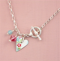 Picture of Pretty Floral Small Slim Heart Toggle Bracelet