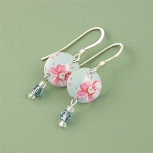 Picture of Pretty Floral Disc & Crystal Earrings (Small Earwire)