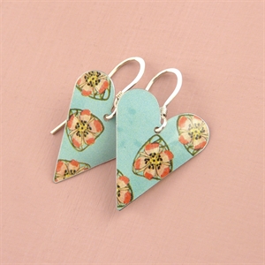 Picture of Bright Floral Medium Heart Earrings (short earwire)