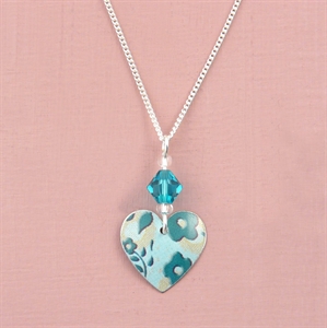 Picture of Bright Floral Small Round Heart Pendant with Crystal