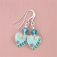 Picture of Bright Floral Small Round Heart Earrings with Crystals