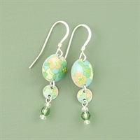 Picture of Bright Floral Two Disc & Crystal Earrings