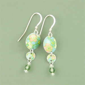 Picture of Bright Floral Two Disc & Crystal Earrings