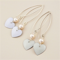 Picture of Bridal Round Heart & Pearl Earrings (Medium Earwire)