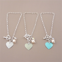 Picture of Bridesmaid Round Heart & Pearl Toggle Bracelet