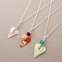 Picture of Small Slim Heart & Crystal Necklace