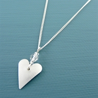 Picture of Aluminium Small Slim Heart & Crystal Necklace JS14b-A   