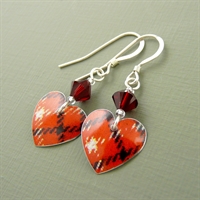 Picture of Tartan Small Round Heart & Crystal Earrings JE15B