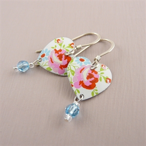 Picture of Spring Small Round Heart & Crystal Earrings