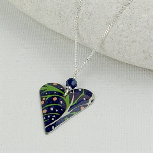Picture of Midnight Floral Slim Heart & Crystal Necklace