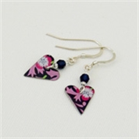 Picture of Small Slim Heart & Crystal Earrings