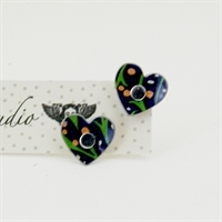 Picture of Midnight Floral Round Heart Studs JE10