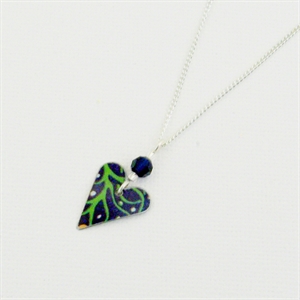 Picture of Midnight Floral Small Slim Heart & Crystal Necklace