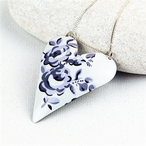 Picture of Grey Chambray Large Heart Necklace JS13