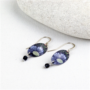 Picture of Midnight Floral Oval & Crystal Earrings JE-78MF
