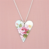Picture of Pink Floral Slim Heart Necklace JS1