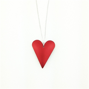 Picture of Red Aluminium Medium Slim Heart Necklace JS7