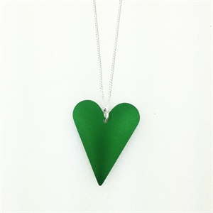 Picture of Green Aluminium Medium Slim Heart Necklace JS7