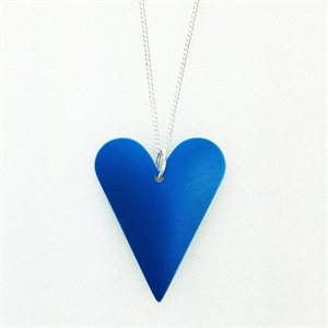 Picture of Blue Aluminium Medium Slim Heart Necklace JS7