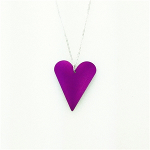 Picture of Purple Aluminium Medium Slim Heart Necklace JS7
