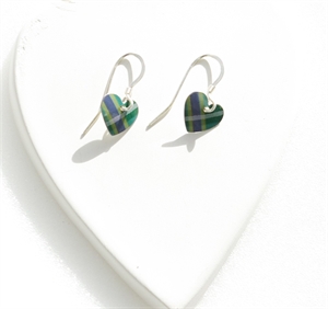 Picture of Green Tartan Round Heart Earrings JE1