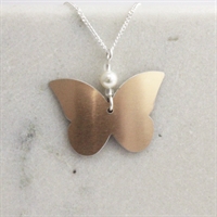 Picture of Copper Rose Butterfly & Crystal Necklace