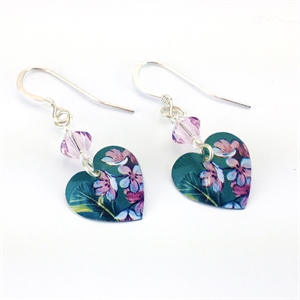 Picture of Jade Small Round Heart & Crystal Earrings